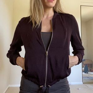 Plum silk-style bomber jacket